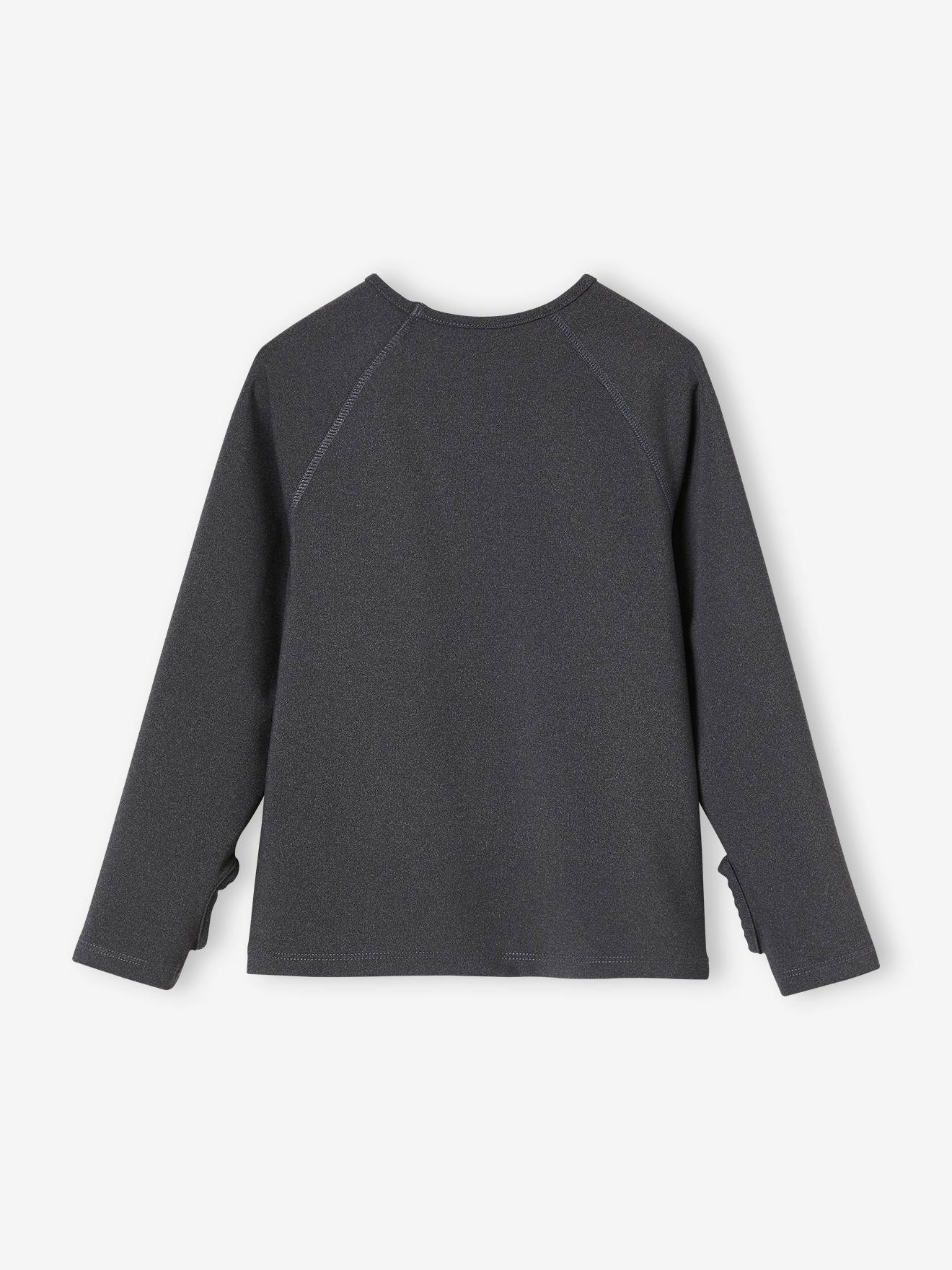 T-shirt sport matière technique fille manches longues gris chiné