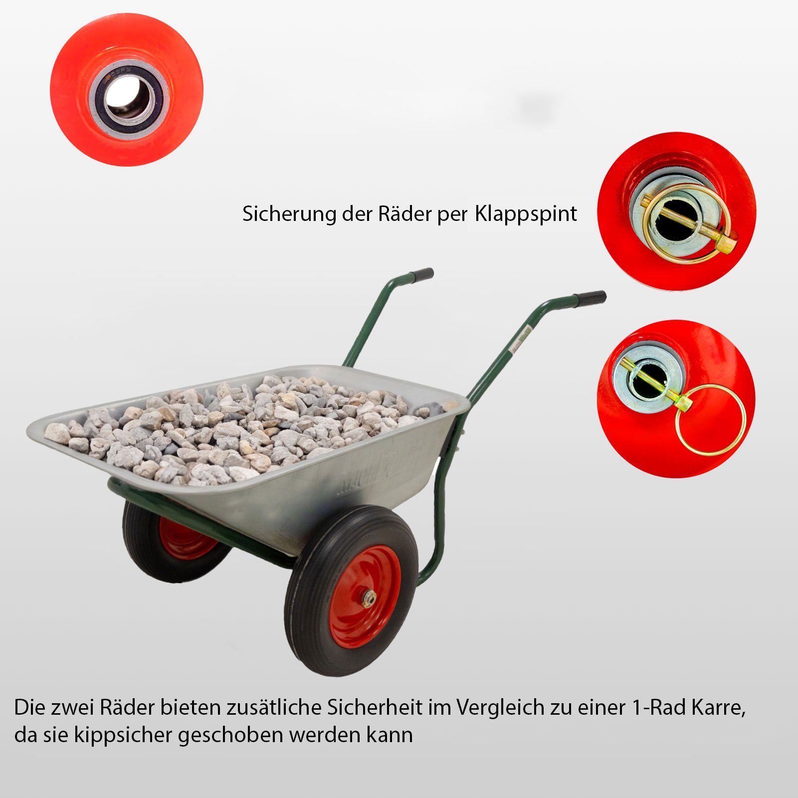 TRUTZHOLM Schubkarre 2 Rad Schubkarre Zweirad Karre Schiebkarre Gartenkarre 100l 160kg