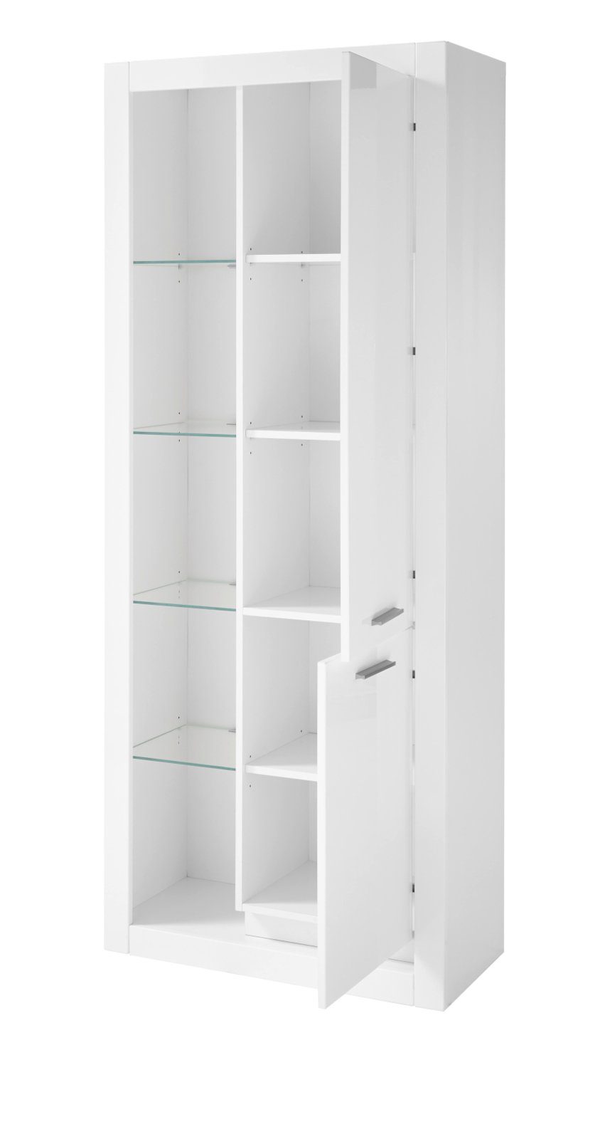 Furn.Design Wohnwand Ladis, (in weiß Hochglanz, Set 3-teilig, 298 x 198 cm), zeitlos elegantes Design