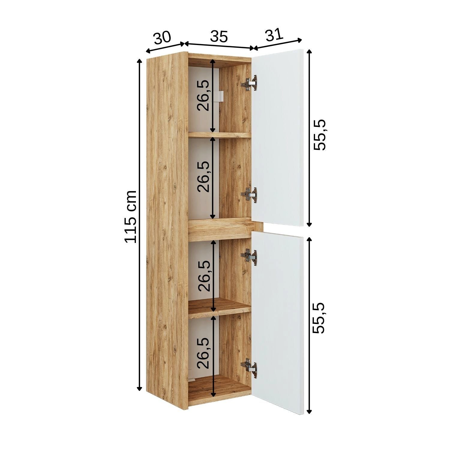 Roomart Badmöbel-Set, (Roomart, Badezimmermöbel, Hochschrank Badregal, in 5 Farben Badschrank)