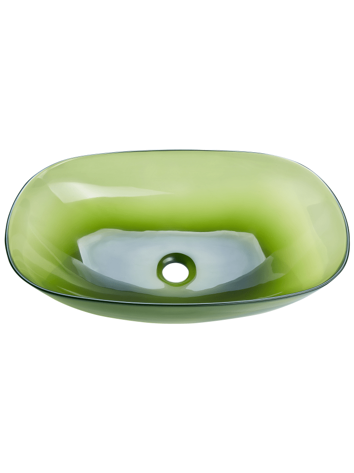 Beliani Waschbecken MOENGO in Transparent/Grün - (W) 54 x (H) 15 x (L) 36 cm günstig kaufen onesize