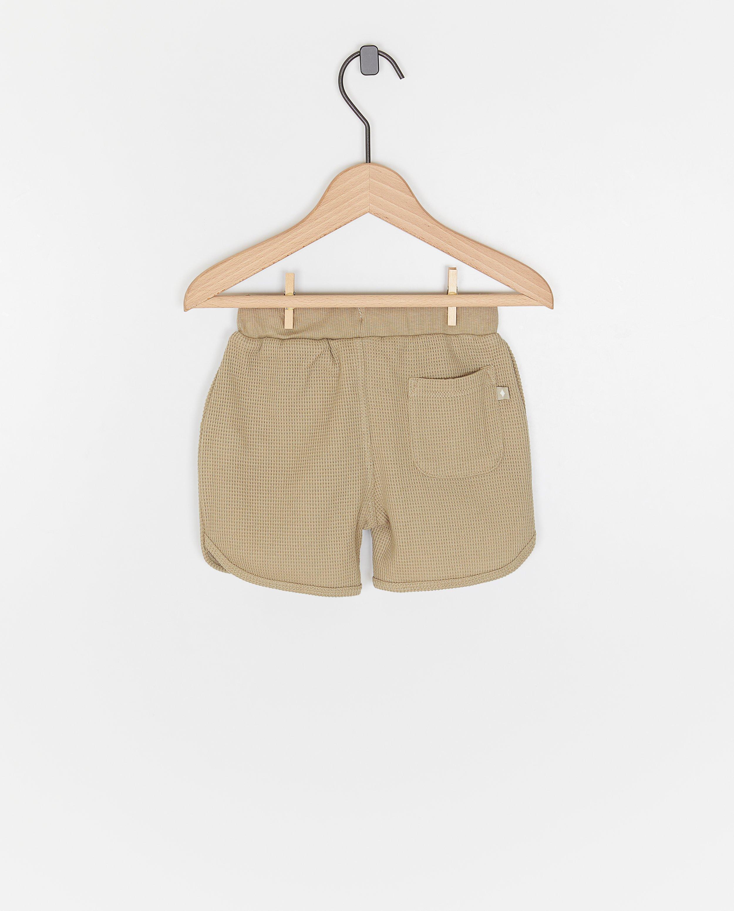 Pantaloni scurți Feetje cu model waffle kaki