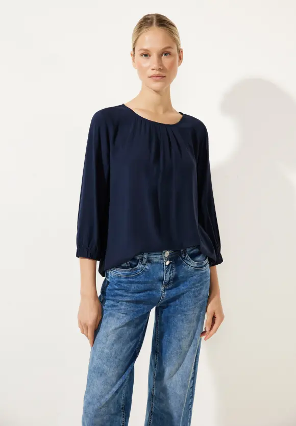 Street One Unifarbene Bluse mit Falten