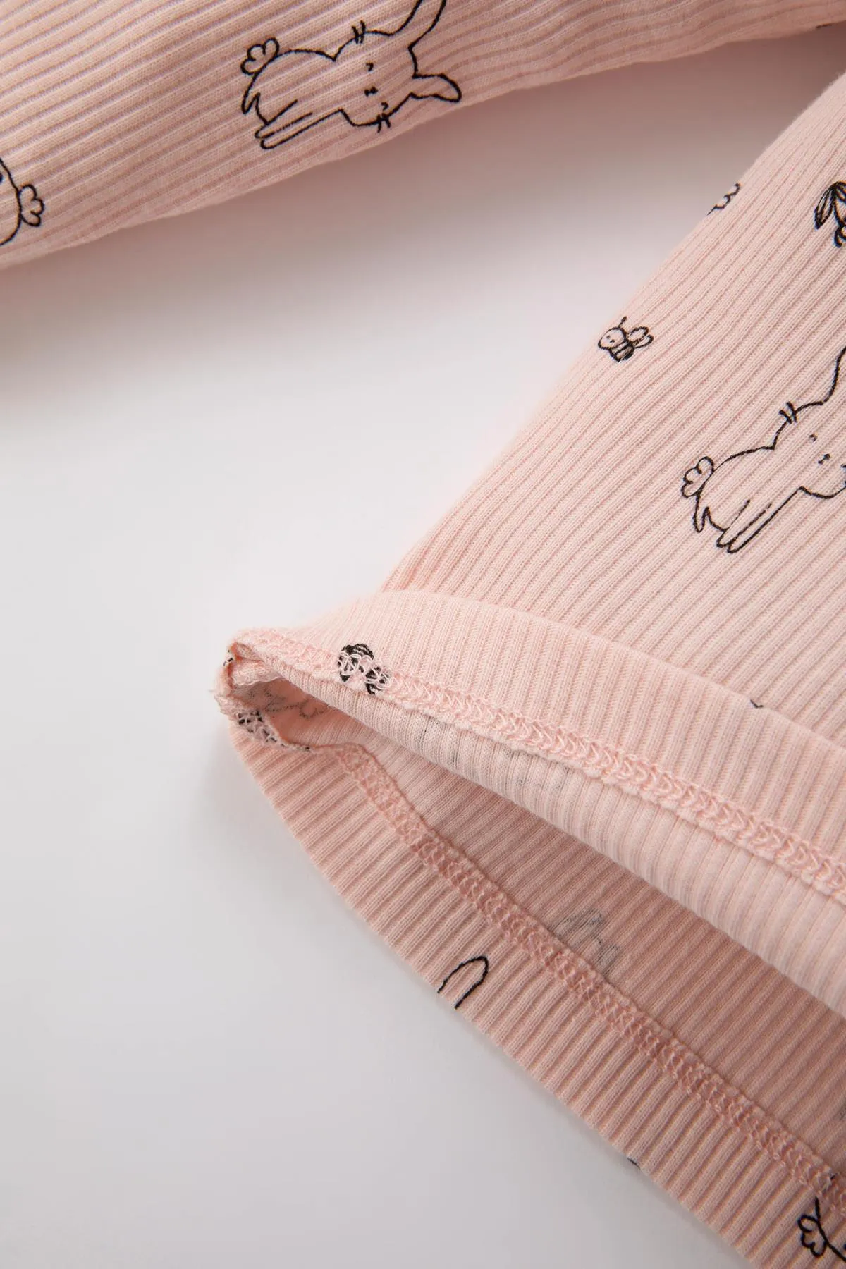 DeFacto  Langärmliges, geripptes Camisole-Pyjama-Set mit Kaninchen-Aufdruck für Babys