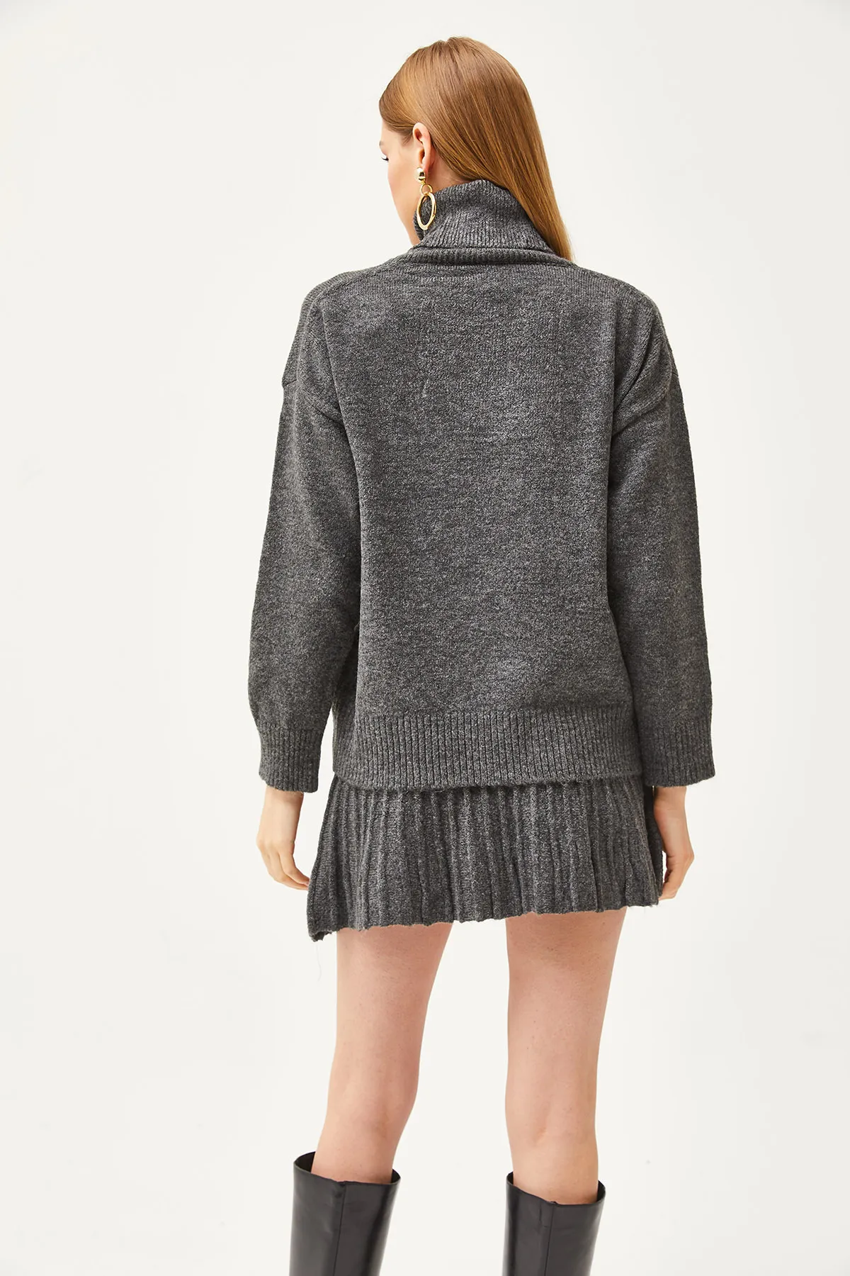 Olalook  Damen Strickwaren-Set mit geräuchertem Oberteil, Pullover, Unterteil, Minirock, TKM-19000260