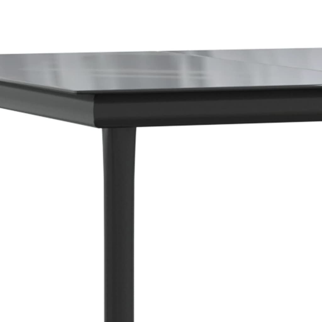 vidaXL Garten-Essgruppe 5-tlg. Garten-Essgruppe mit Kissen Schwarz Poly Rattan, (1-tlg)