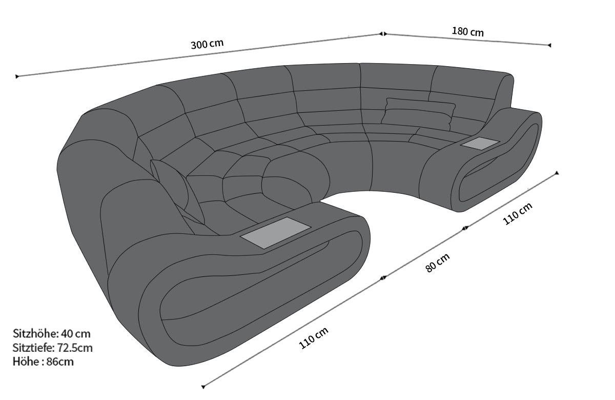 Sofa Dreams Ecksofa Bigsofa Couch Polster Sofa Stoff Concept Stoffsofa, Designersofa mit ergonomischer Rückenlehne