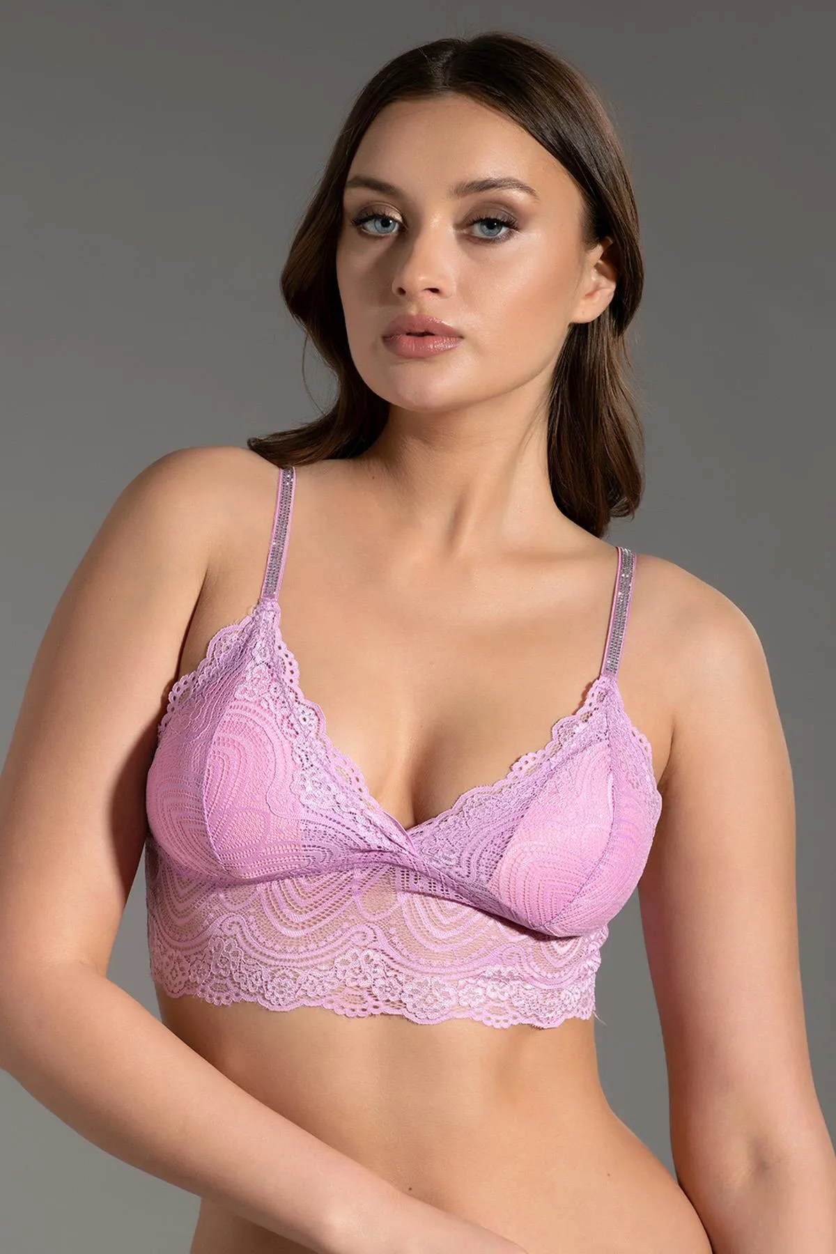 C&City  Bralette-BH aus gesteinigter Spitze C19009 Flieder