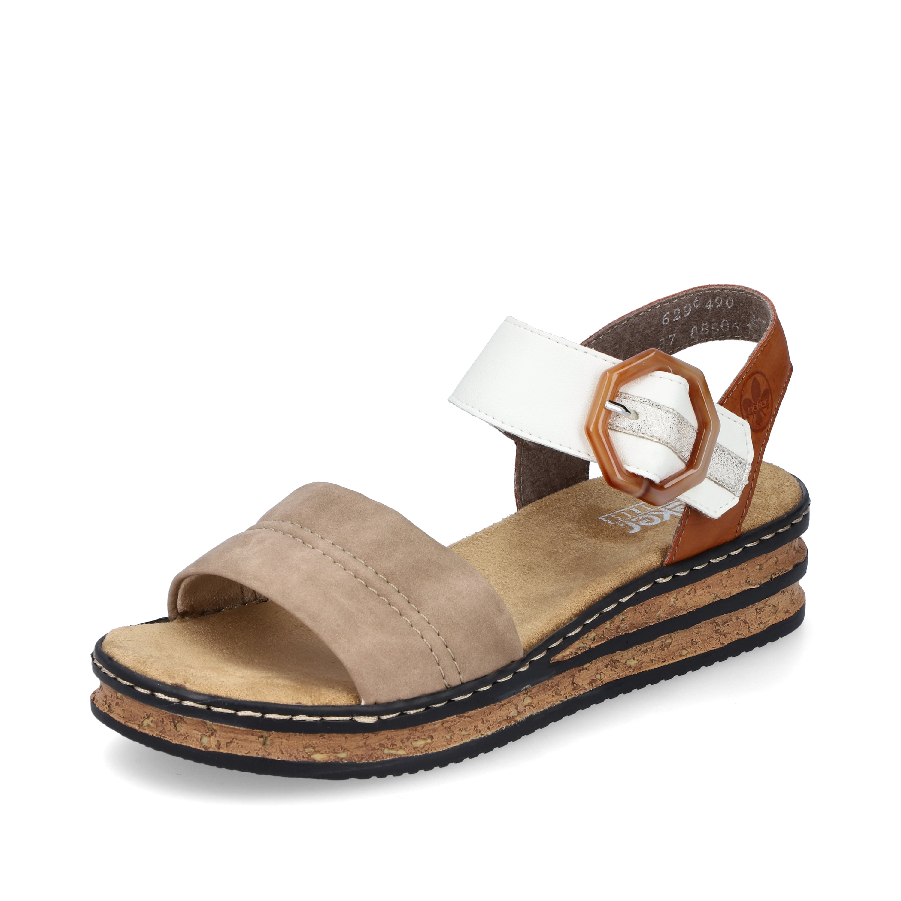 Rieker Damen Keilsandaletten braunbeige-schwarz