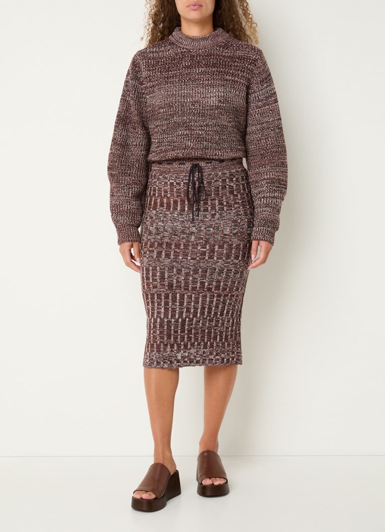 Jupe midi en grosse maille de laine mélangée Sessùn Marlina