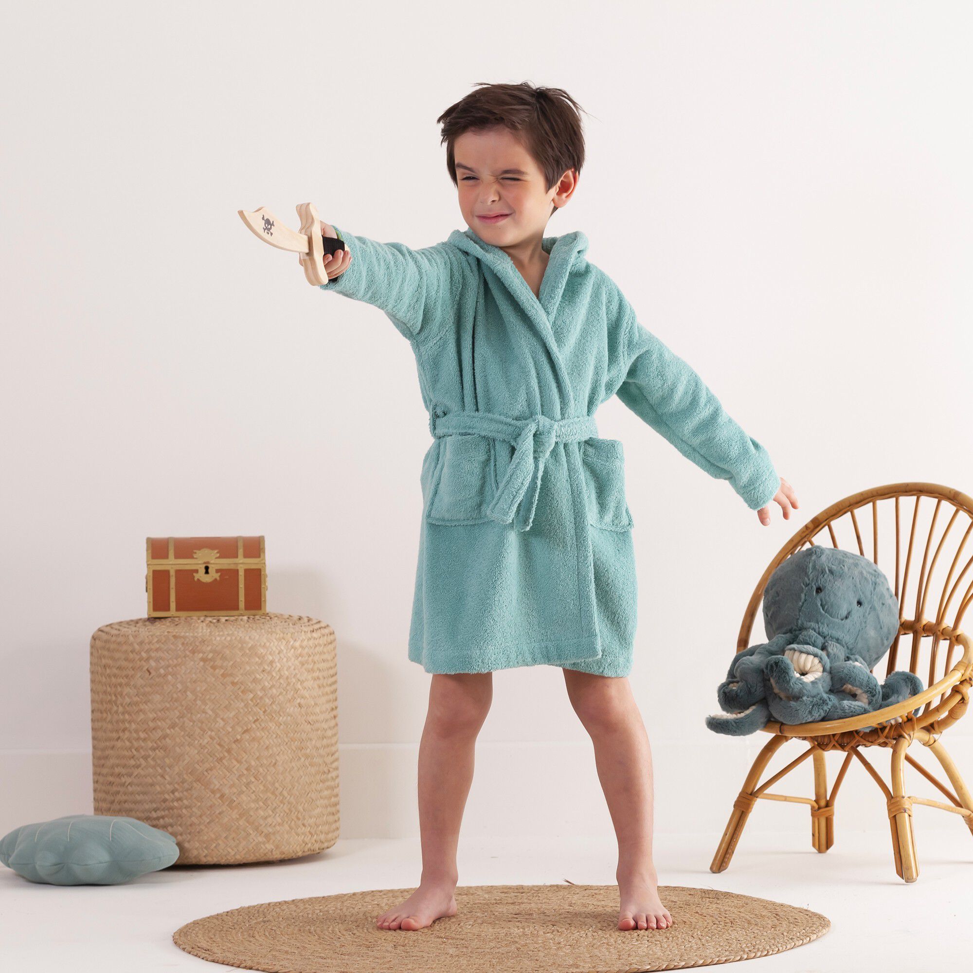 Peignoir de bain enfant pirate éponge coton