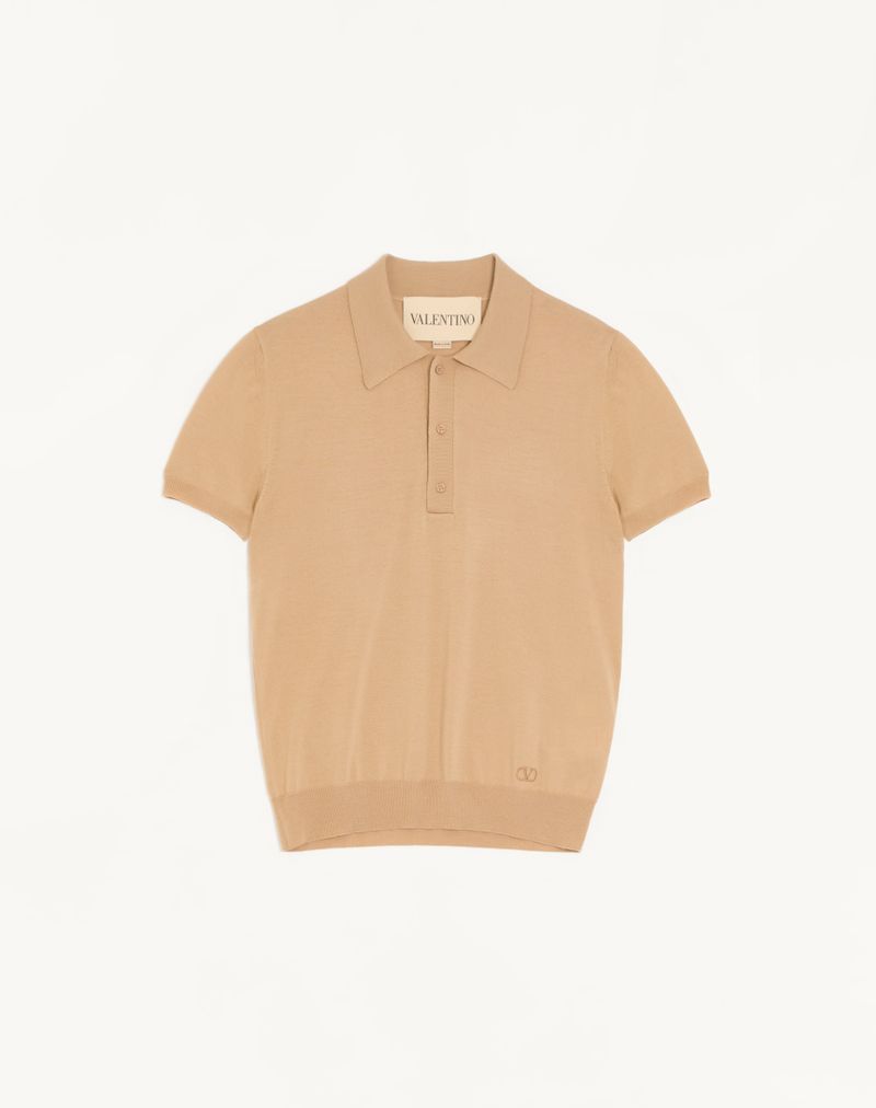 Valentino poloshirt i uld med V-logo-broderi