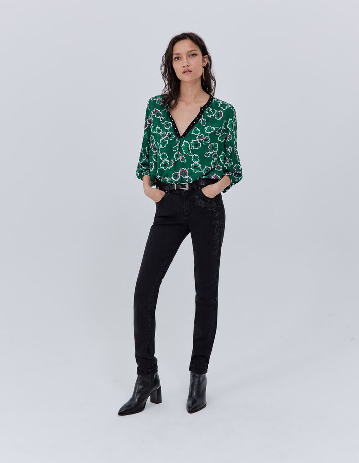 Blouse verte imprimé maxi floral Femme