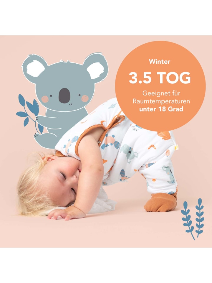 Schlummersack Schlafsack mit Füßen und umklappbaren Bündchen 3.5 TOG in Braun günstig kaufen