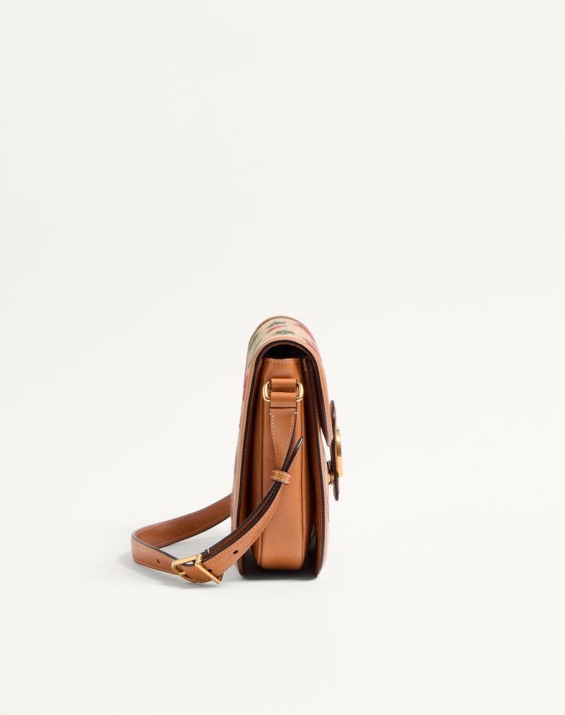 Valentino Garavani 9To5 Jacquard Raffia Skuldertaske med Kirsebærmotiv