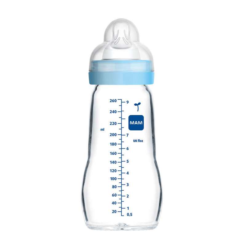 Biberon en verre 260ml bleu MAM
