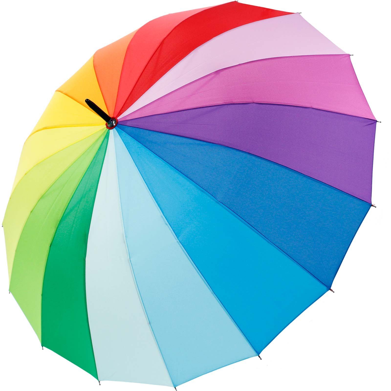iX-brella Langregenschirm Regenbogen-Schirm 16-teilig extra stabil Automatik, farbenfroh