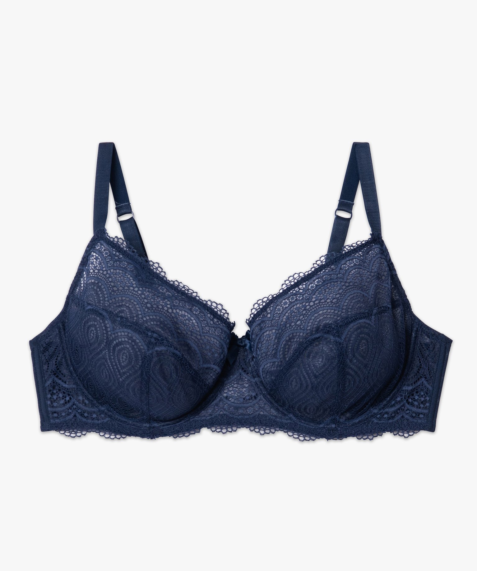 Soutien-gorge emboitant grande taille à armatures en dentelle marine | GEMO