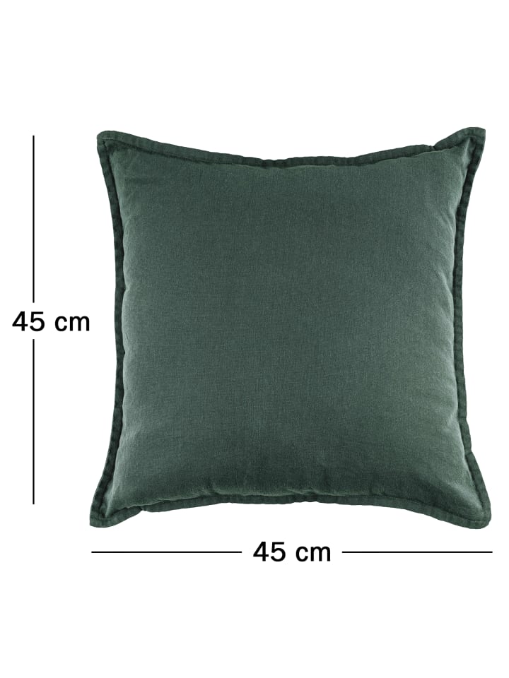 JACK 2er Set Kissenhülle 45x45cm Baumwolle Einfarbig in Dunkelgrün günstig kaufen 45x45 cm