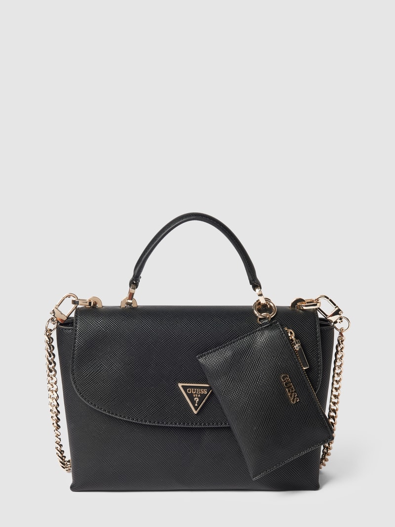 Handtasche mit Label-Applikation Modell 'CRAIG' in schwarz