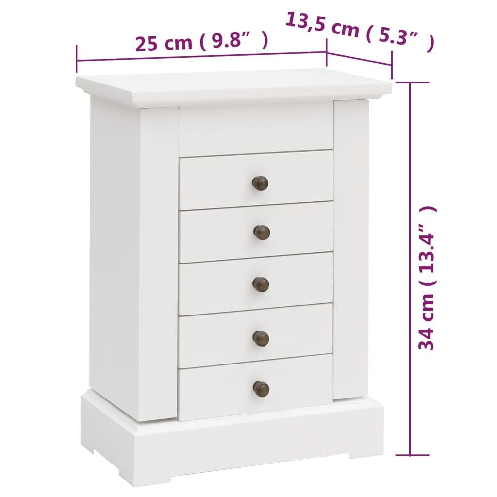 vidaXL Schmuckständer Schmuckkasten mit Spiegel MDF 25 x 13,5 x 34 cm