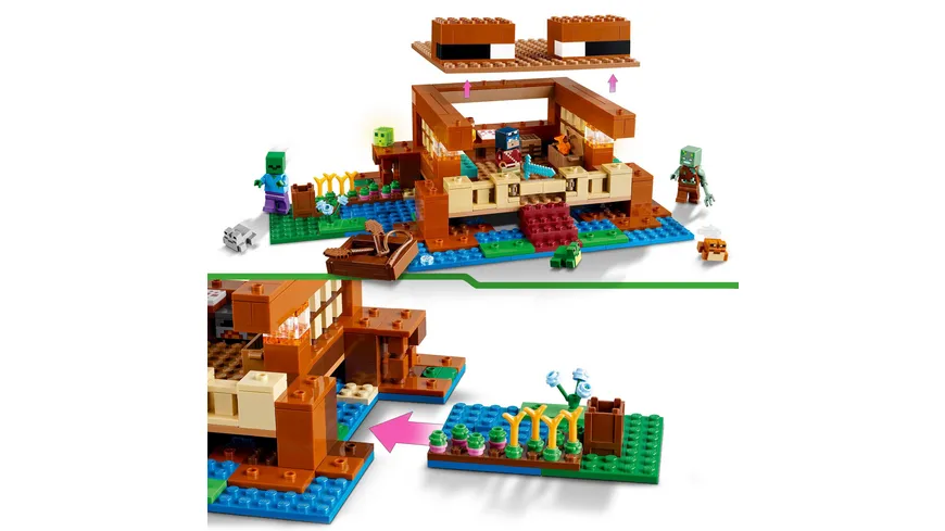 LEGO Minecraft 21256 Das Froschhaus Set, Spielzeug-Haus mit Figuren