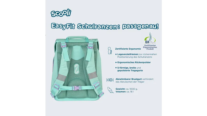 Scooli Butterfly EasyFit Schulranzen-Set 5teilig