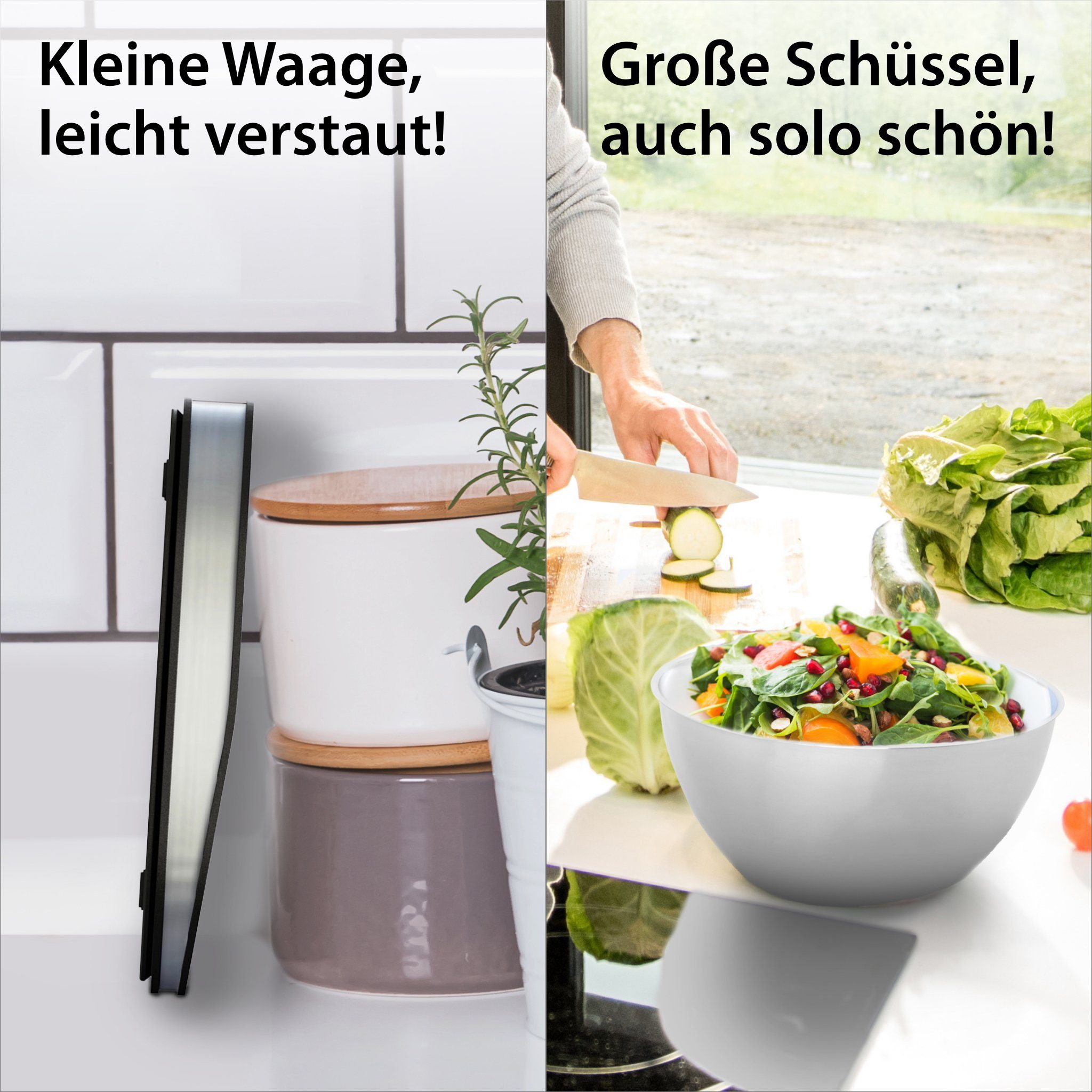 ADE Schüsselwaage Küchenwaage mit abnehmbarer Edelstahlschüssel, (2-tlg), mit anderen Schüsseln verwendbar, bis 5 kg