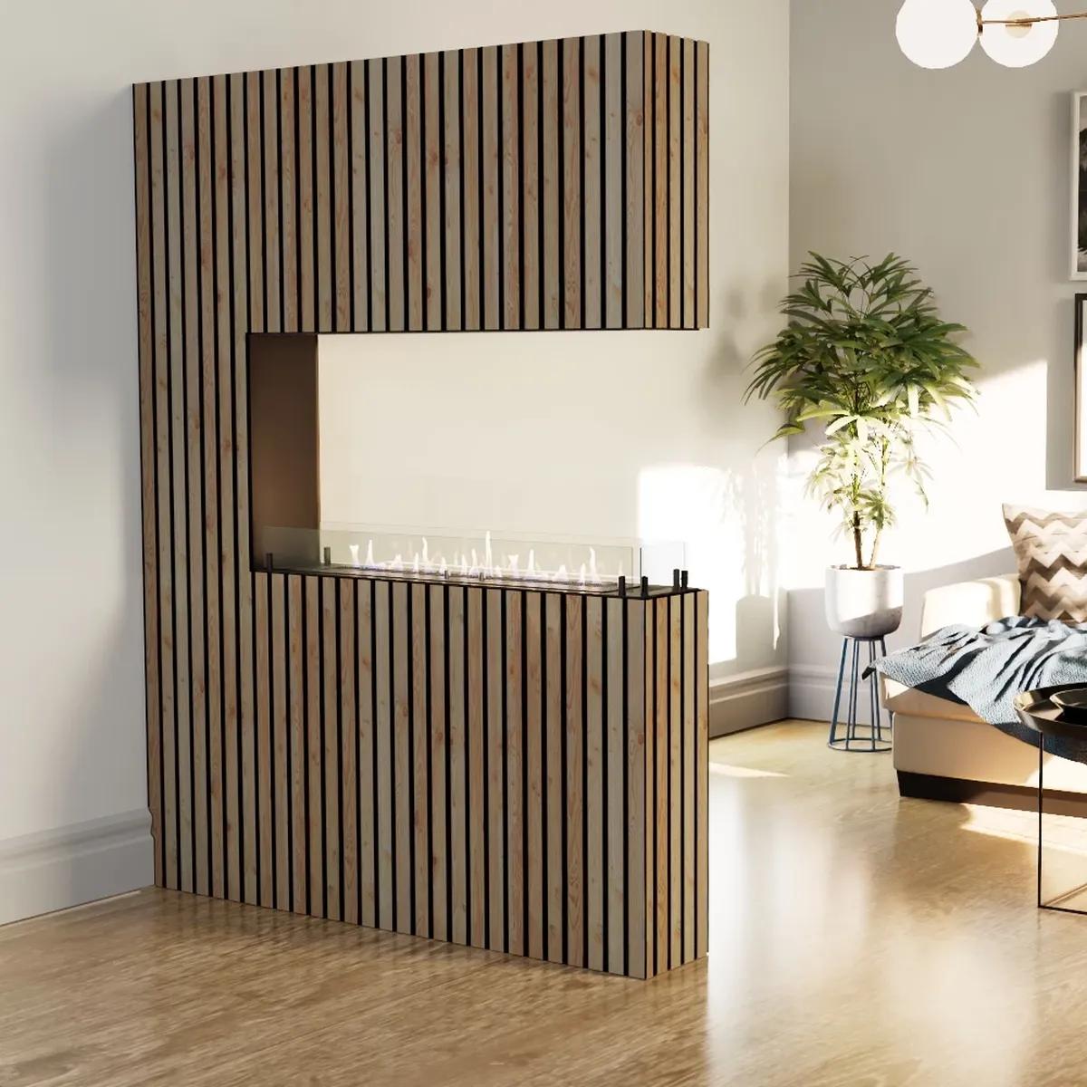 Foco Foco Raumteiler 1000 Slim, Schwarz, 100x50x20 cm, Bioethanol-Brenner, 7,5 Stunden Brenndauer