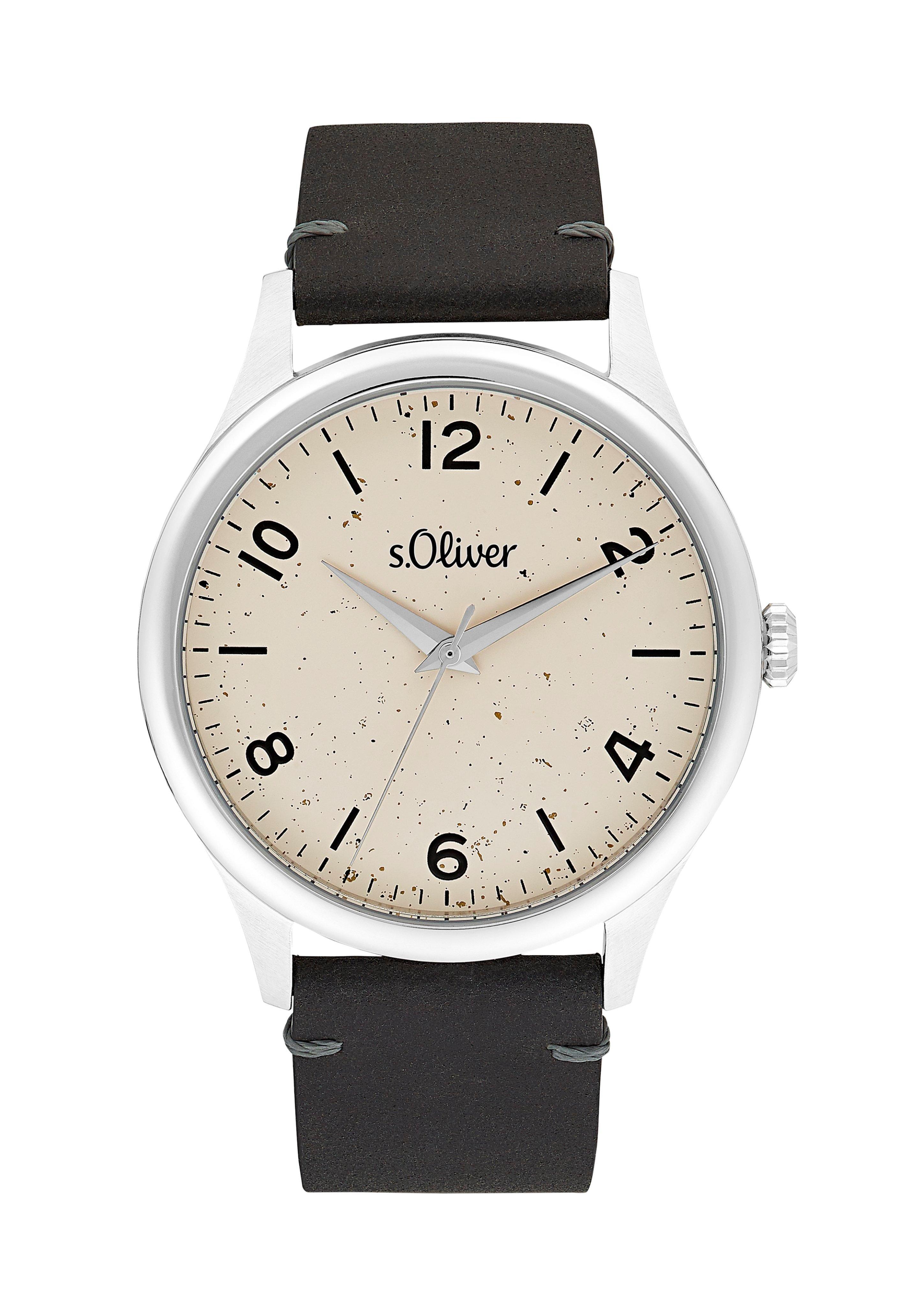 Klassische Edelstahluhr mit Lederarmband  6006362-99B0