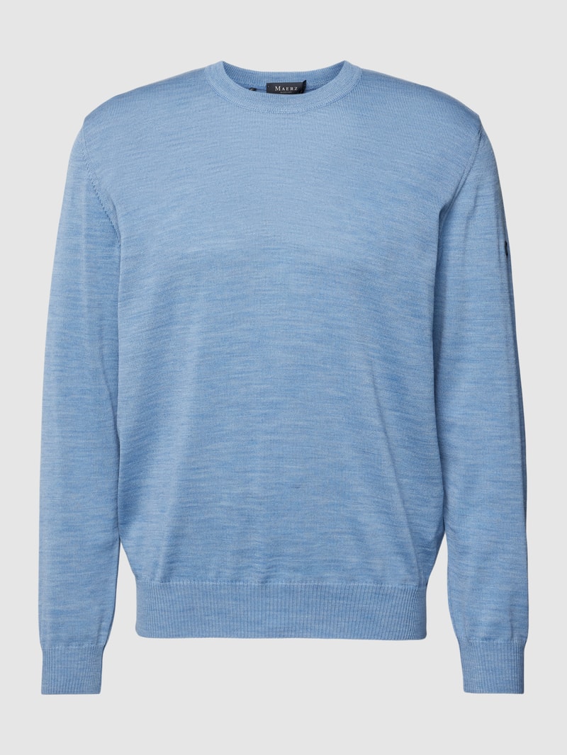 Strickpullover mit gerippten Abschlüssen in hellblau