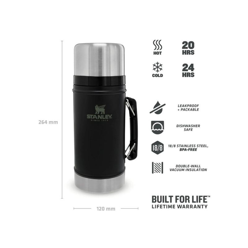 Stanley Food Jar, Classic Legendary Food Jar 1.0qt \/ 940ml Matte Black Pebble
