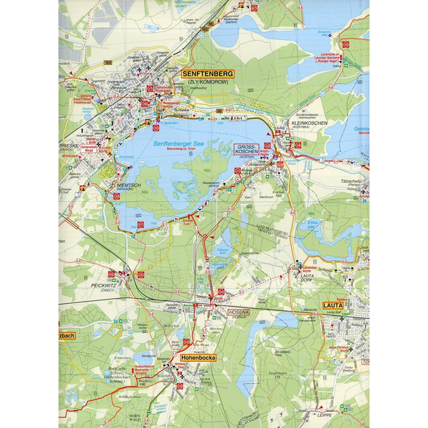 Radwander- und Wanderkarte Lausitzer Seenland, Senftenberg, Hoyerswerda und Umgebung 1 : 50 000 - Wanderkarte