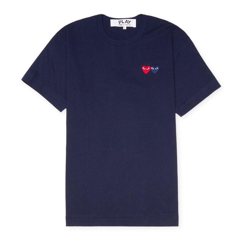 Comme des Garcons Play Play Double Heart T-Shirt navy