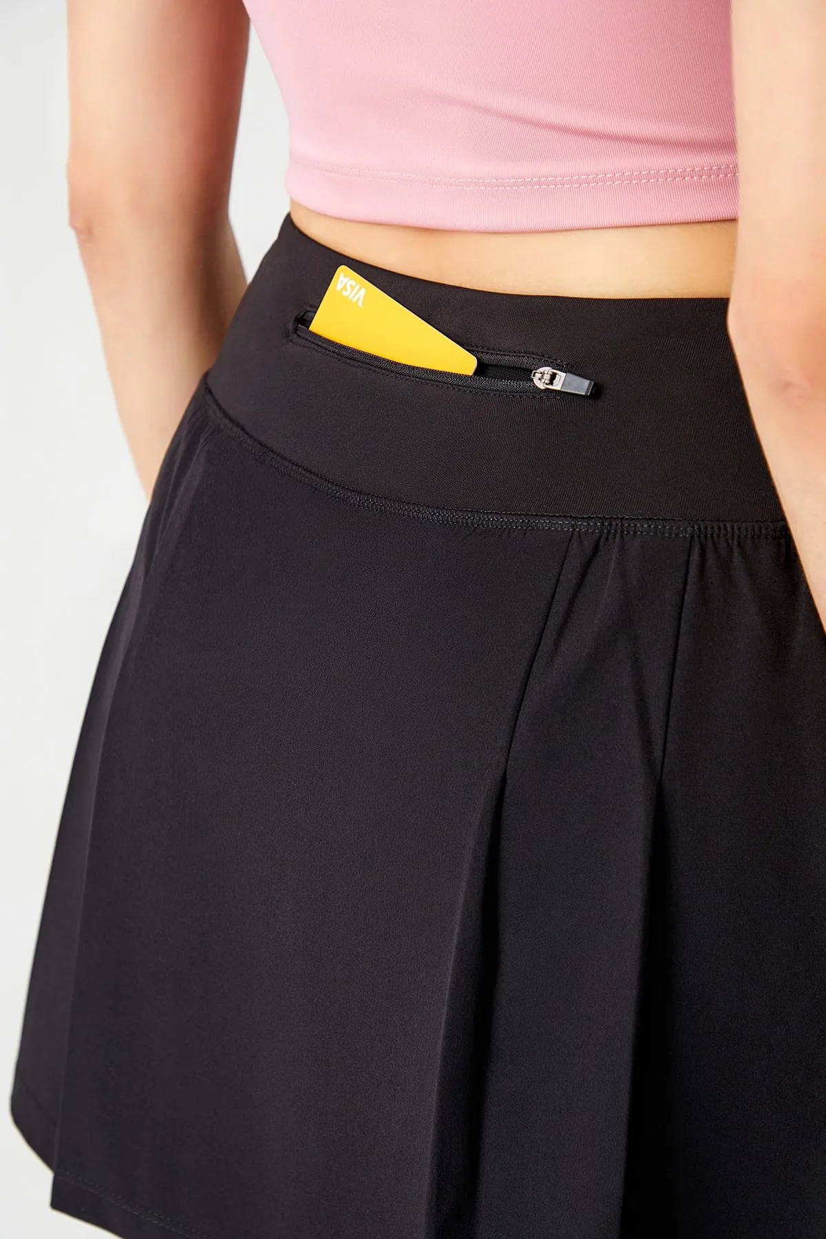LOS OJOS  Schwarzer 2-lagiger Tennisrock – Shortsrock – Sportrock Tennisrock