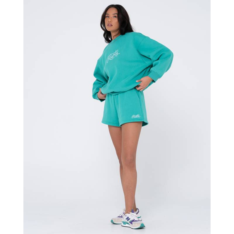 RUSTY RUSTY SCRIPT OVERSIZE CREW NECK FLEECE Rundhalspullover Damen