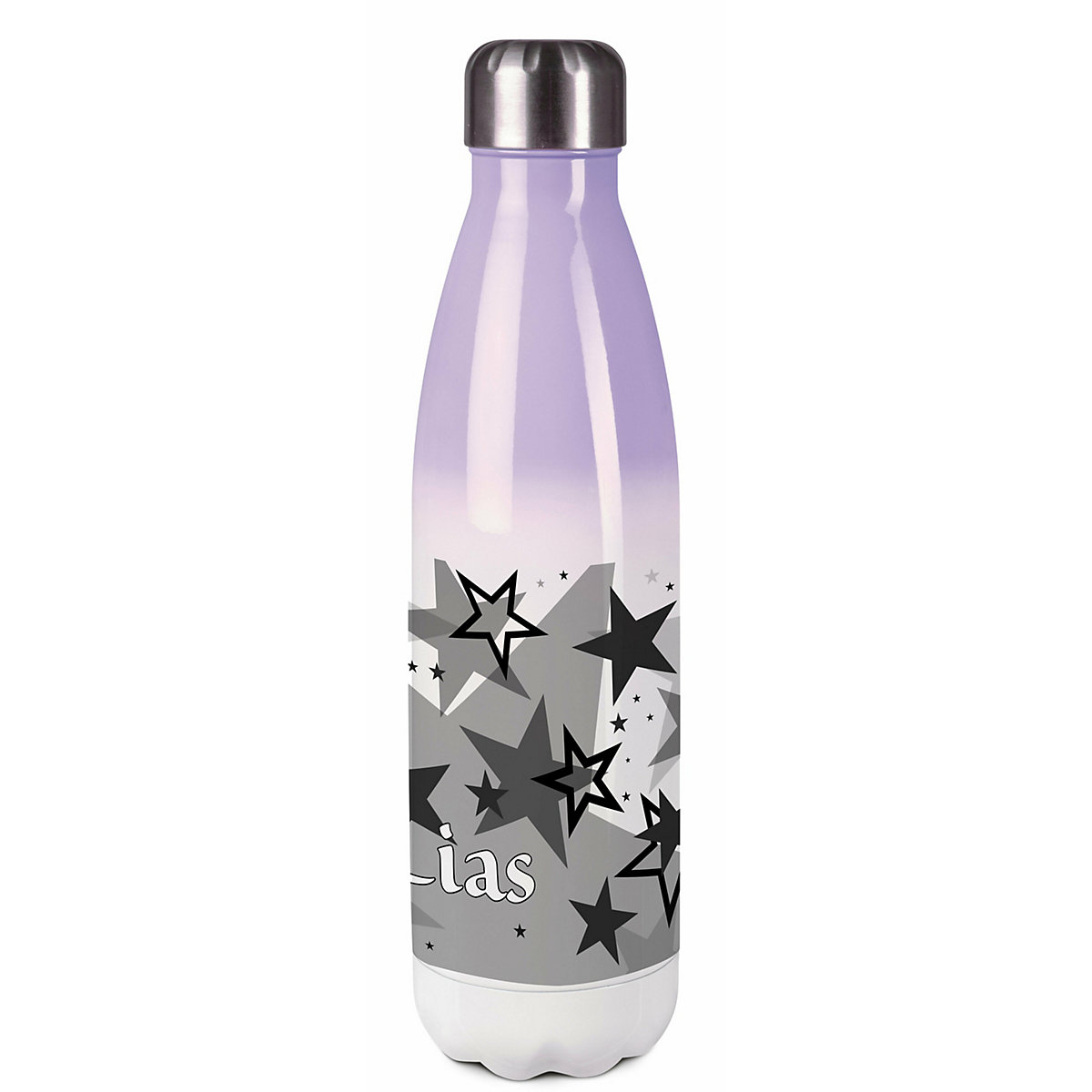 Edelstahl Kinder Thermoflasche / Trinkflasche bunt Sternenhimmel Farbe schwarz Spülmaschinenfest, Auslaufsicher, Bruchfest, Doppelwandig, Für Heißgetränke geeignet, Mit Deckel, Isoliert