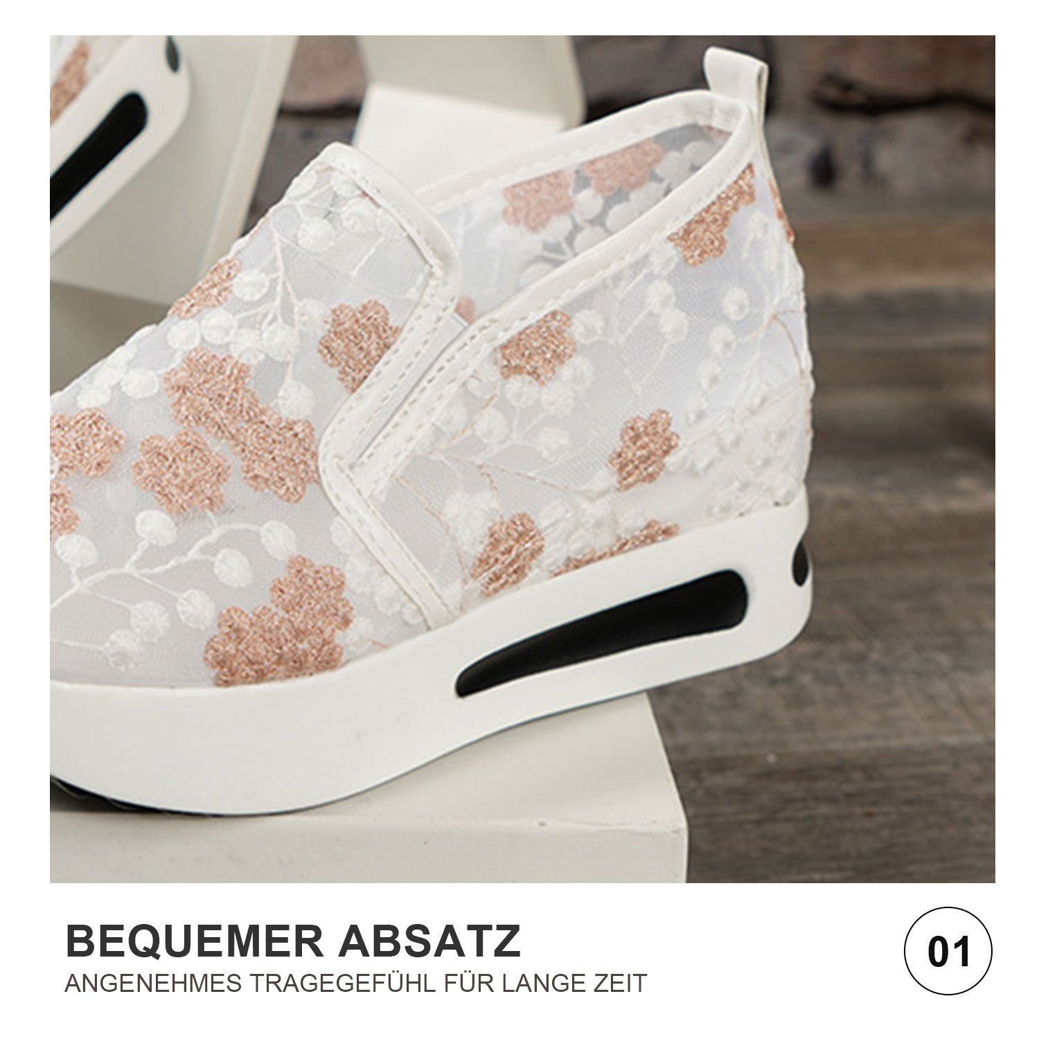 Daisred Freizeitschuh Keilabsatz Plateauschuhe Sneaker Halbschuhe Slipper