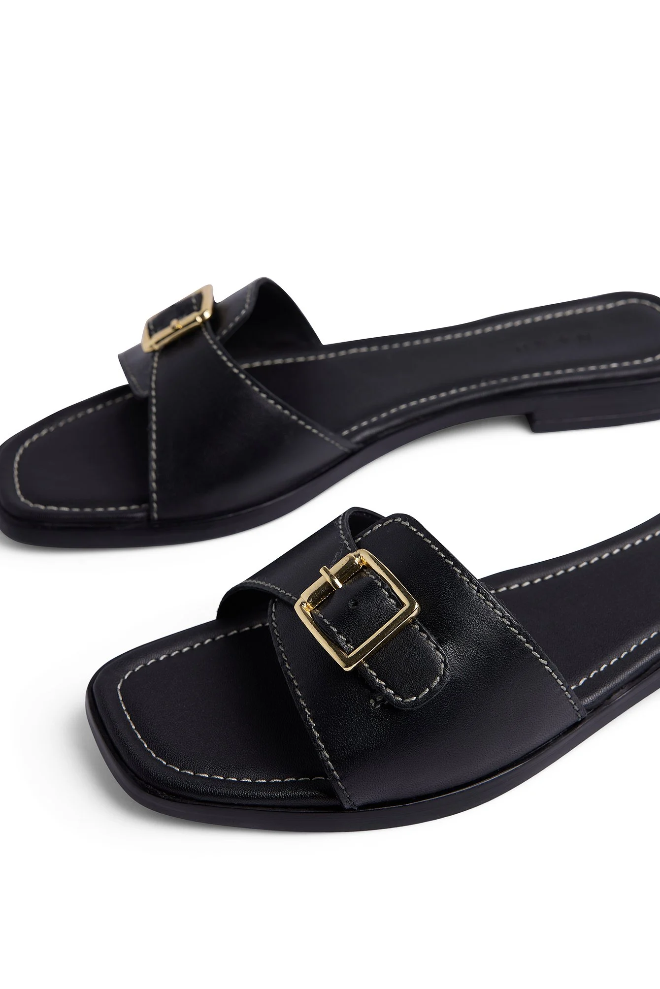Leather Buckle Slippers