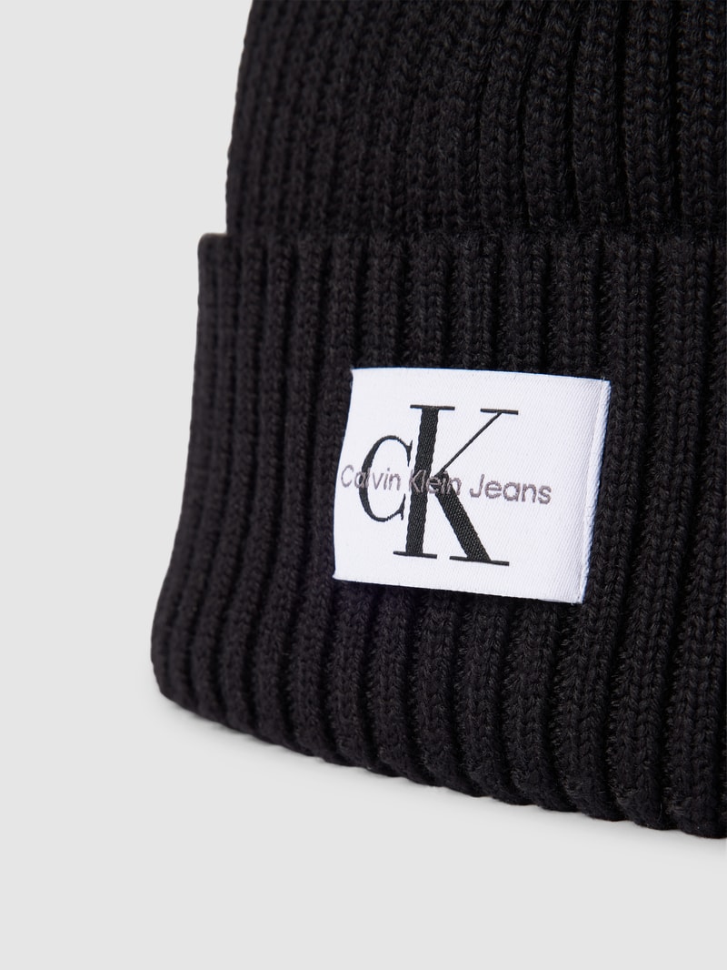 Beanie mit Label-Patch Modell 'MONOGRAM' in black