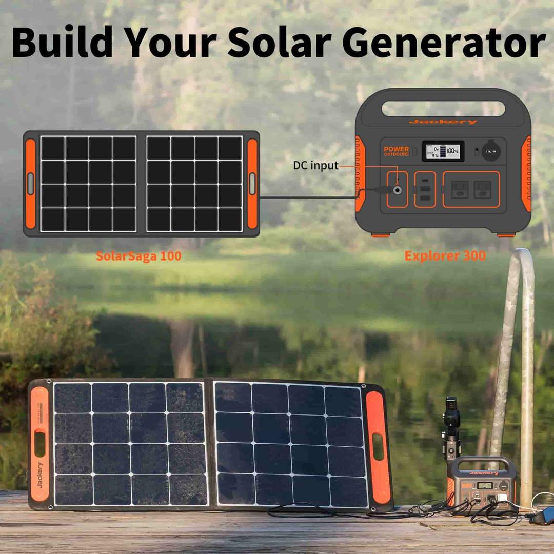 Gerador solar Jackery 300 (Jackery 300 + SolarSaga 100W)