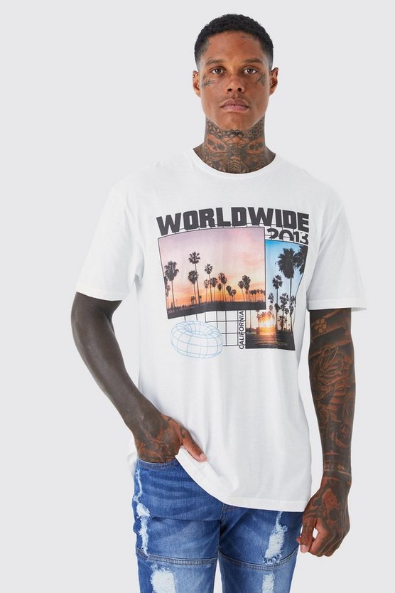 Oversize T-Shirt mit Worldwide City Print