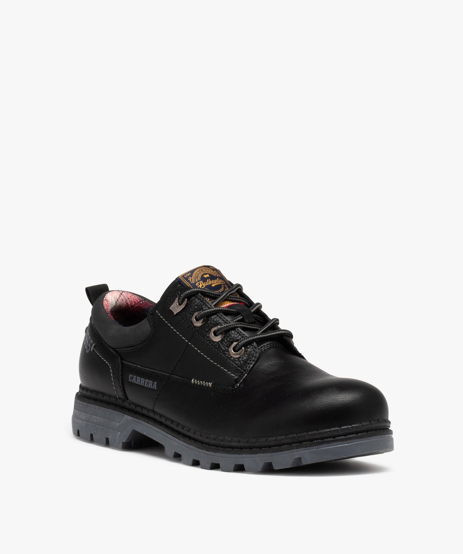 Derbies homme unis à semelle crantée et col rembourré noir | GEMO