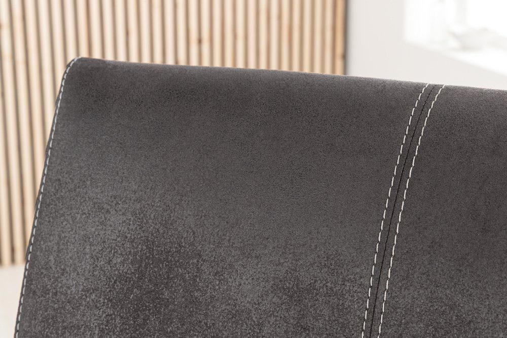riess-ambiente Freischwinger SAMSON vintage grau / silber (Einzelartikel, 1 St), Esszimmer · Microfaser · Edelstahl · mit Armlehne · Industrial Design