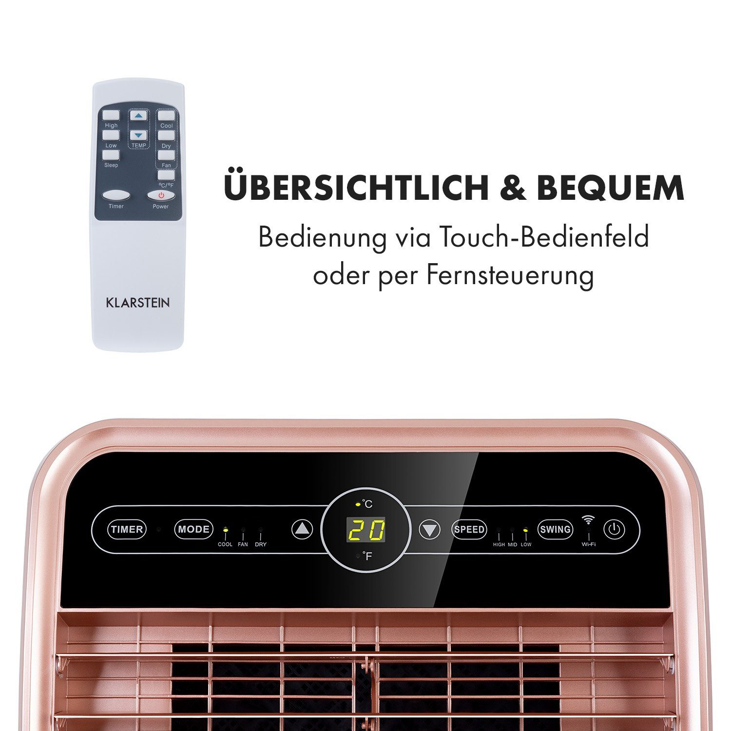 Klarstein Klimagerät Metrobreeze New York Smart 12k, Klimagerät mobil Air Conditioner Kühlgerät Luftkühler