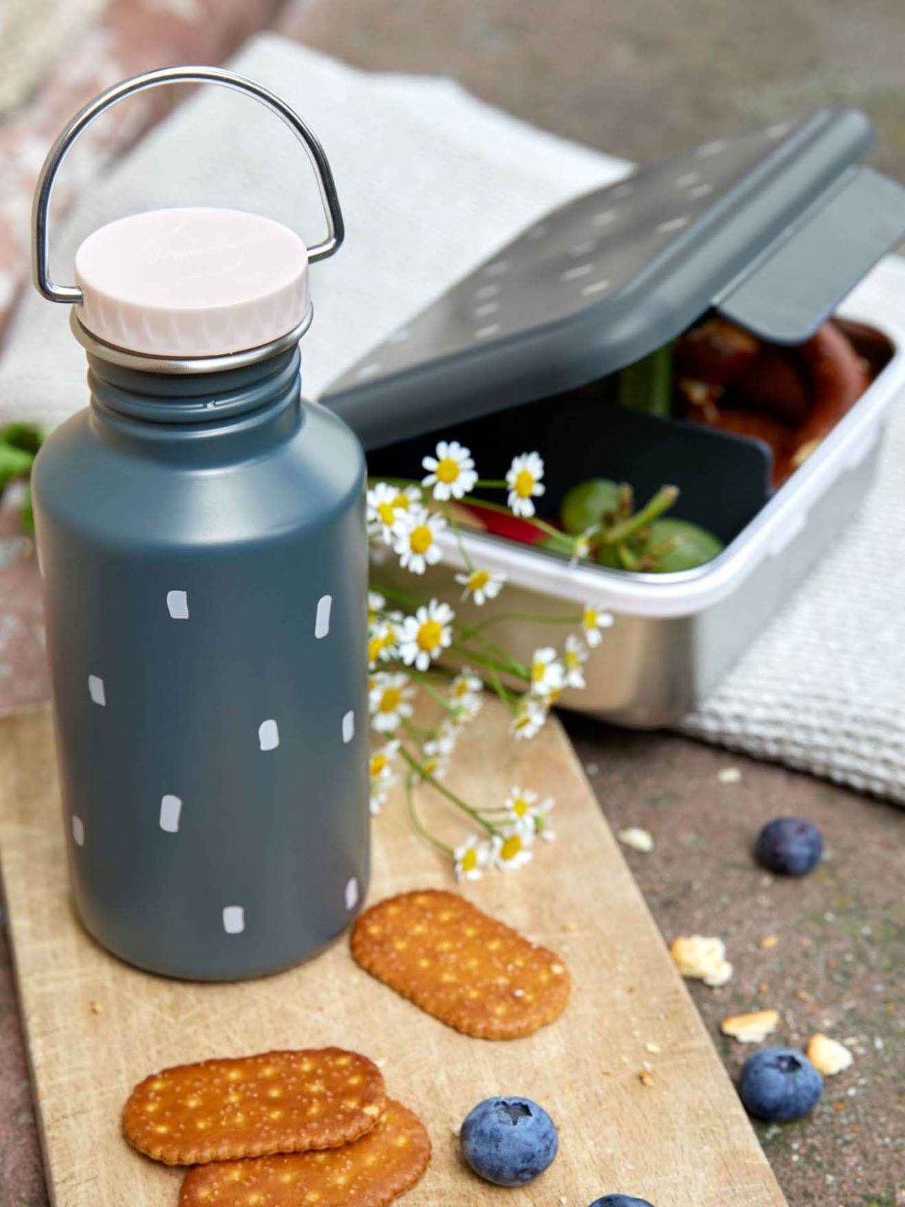Lässig Kinder Edelstahl-Trinkflasche ADVENTURE/YUMMY LÄSSIG - grau/rosa
