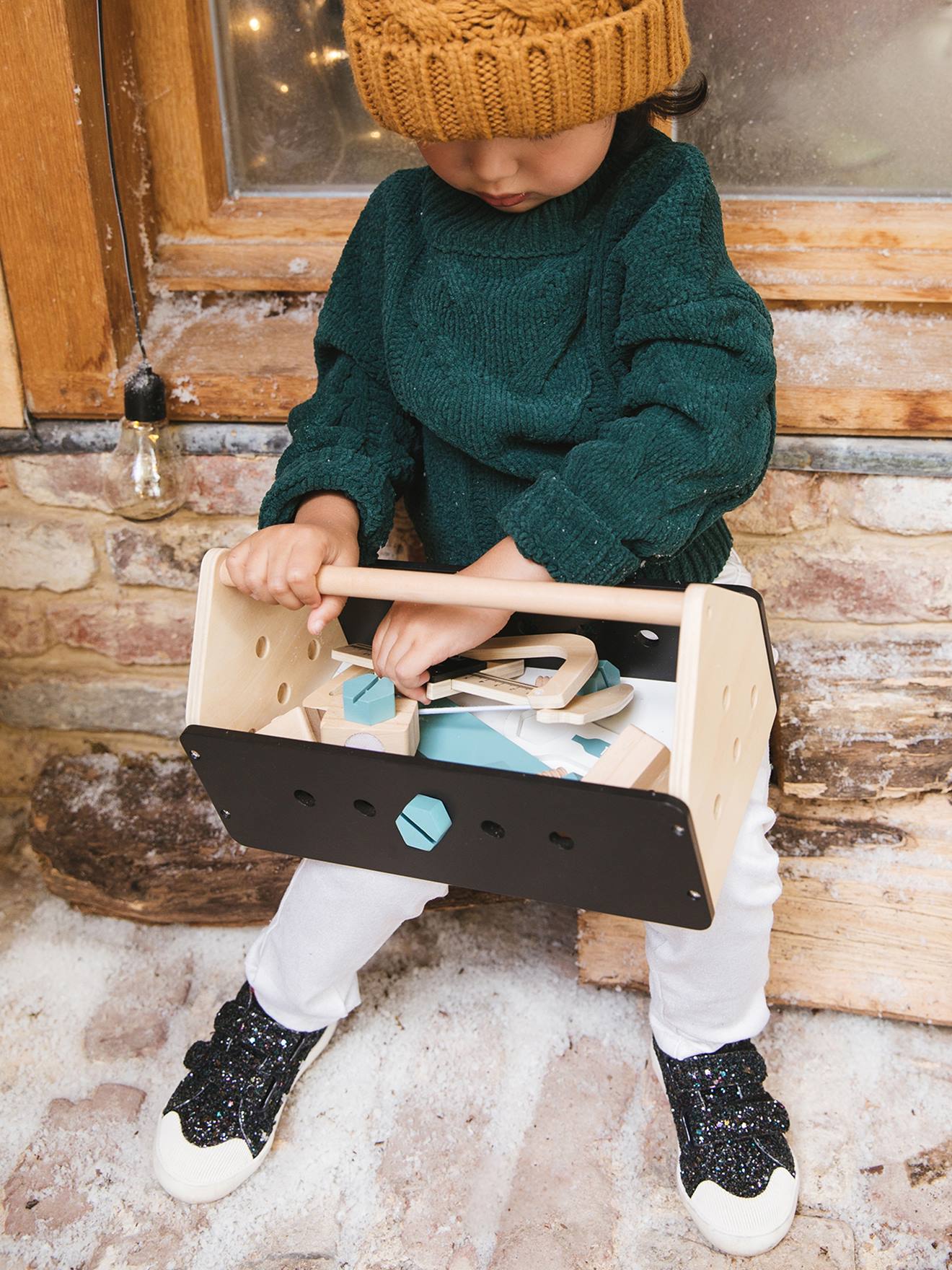 Boîte à outils du bricoleur en bois FSC® noir
