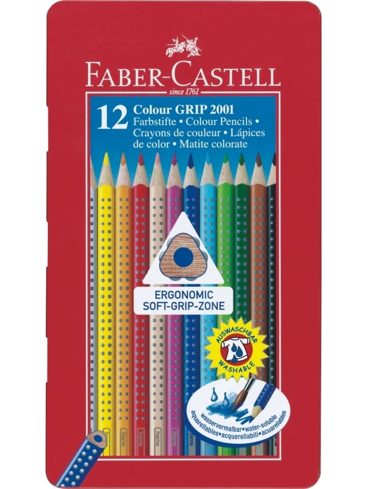 Faber-Castell Farbstifte Colour Grip Packung mit 12-er Metall-Etui günstig kaufen onesize