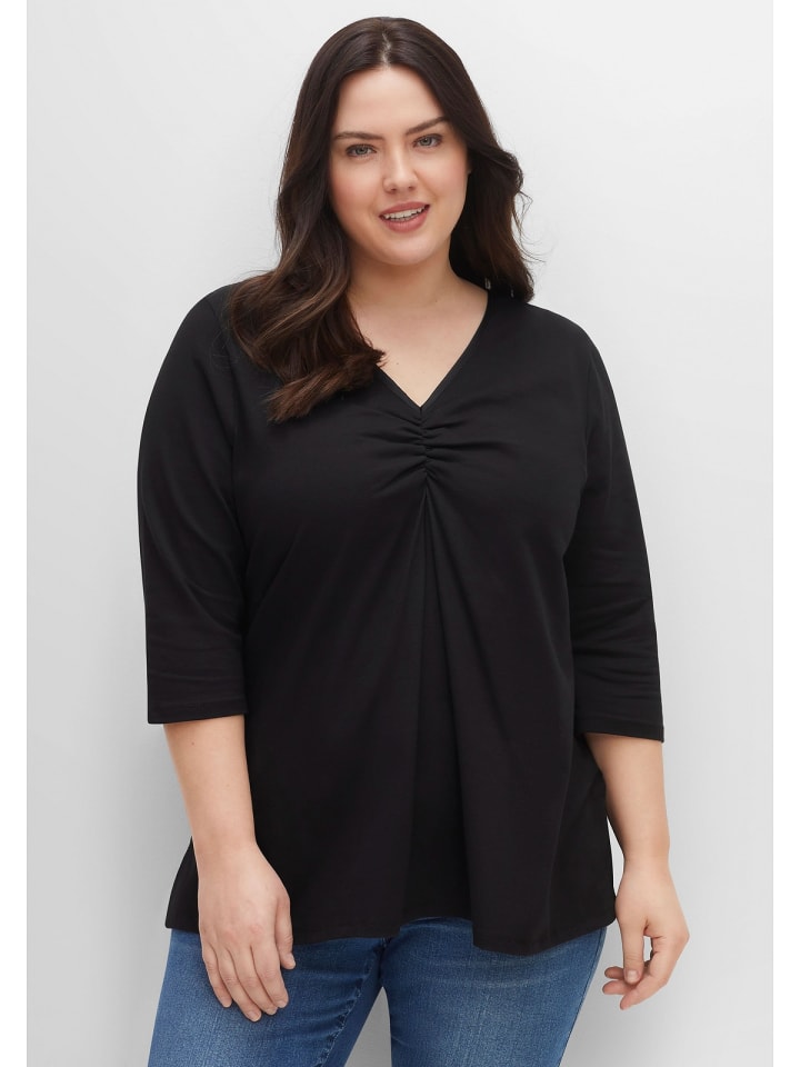 sheego Shirt in schwarz günstig kaufen 44-46