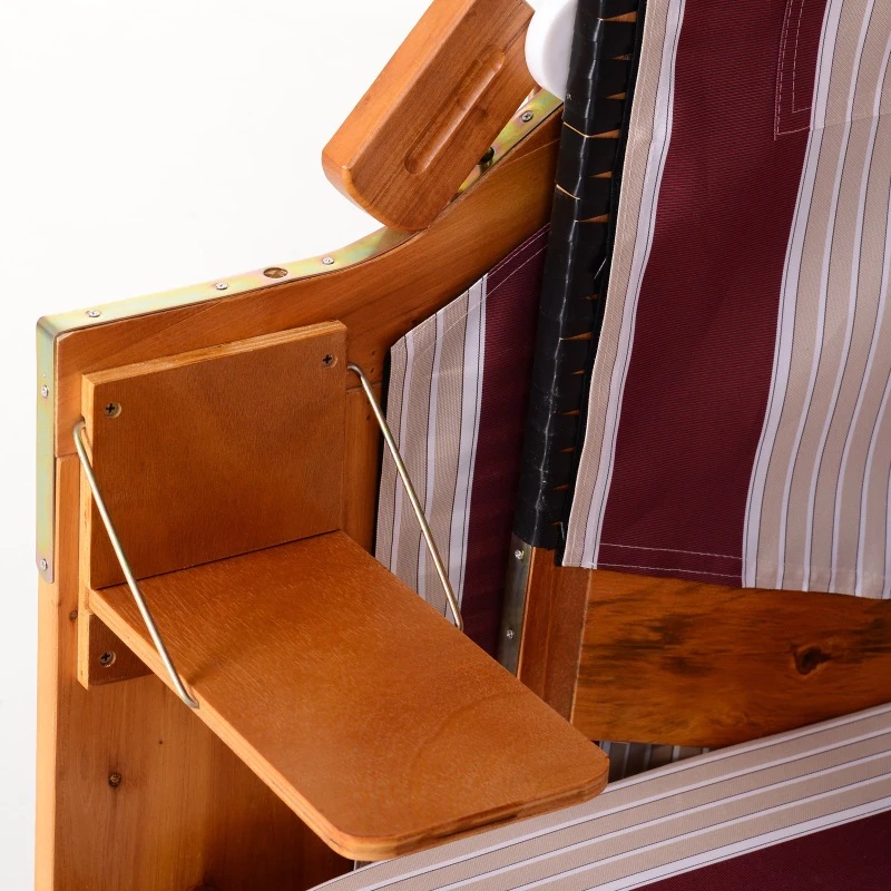 PureHaven Strandkorb 118x79x150 cm für 2 Personen inkl. Rücken- und Sitzkissen verstellbare Rückenlehne Klapptische und Fußstützen rose